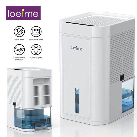 Electric Dehumidifier for Home Condensation Moisture with Timer Silent Low Noise 35dB Tank Capacity 1000ML